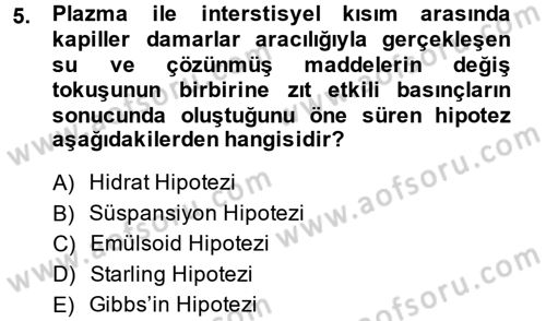 Temel Veteriner Biyokimya Dersi 2014 - 2015 Yılı (Vize) Ara Sınav Soruları 5. Soru