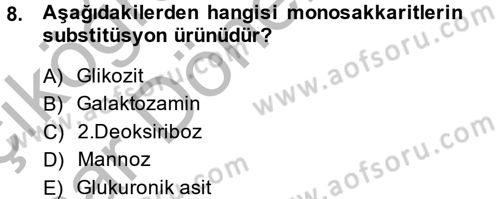 Temel Veteriner Biyokimya Dersi 2014 - 2015 Yılı (Vize) Ara Sınav Soruları 8. Soru
