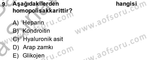 Temel Veteriner Biyokimya Dersi 2014 - 2015 Yılı (Vize) Ara Sınav Soruları 9. Soru