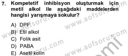 Temel Veteriner Biyokimya Dersi 2014 - 2015 Yılı (Final) Dönem Sonu Sınavı 7. Soru