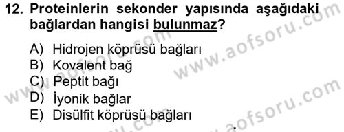 Temel Veteriner Biyokimya Dersi 2014 - 2015 Yılı Tek Ders Sınav Soruları 12. Soru