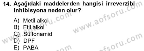 Temel Veteriner Biyokimya Dersi 2014 - 2015 Yılı Tek Ders Sınav Soruları 14. Soru