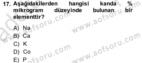 Temel Veteriner Biyokimya Dersi 2014 - 2015 Yılı Tek Ders Sınav Soruları 17. Soru