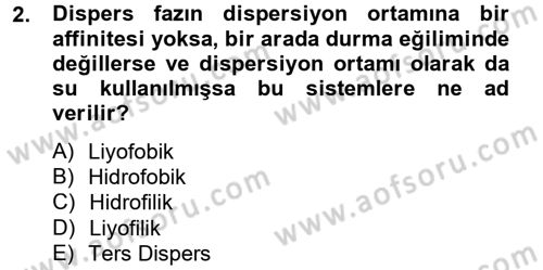 Temel Veteriner Biyokimya Dersi 2014 - 2015 Yılı Tek Ders Sınav Soruları 2. Soru