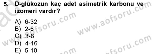 Temel Veteriner Biyokimya Dersi 2014 - 2015 Yılı Tek Ders Sınav Soruları 5. Soru
