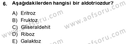 Temel Veteriner Biyokimya Dersi 2014 - 2015 Yılı Tek Ders Sınav Soruları 6. Soru