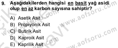 Temel Veteriner Biyokimya Dersi 2014 - 2015 Yılı Tek Ders Sınav Soruları 9. Soru