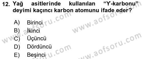 Temel Veteriner Biyokimya Dersi 2015 - 2016 Yılı (Vize) Ara Sınav Soruları 12. Soru