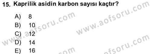 Temel Veteriner Biyokimya Dersi 2015 - 2016 Yılı (Vize) Ara Sınav Soruları 15. Soru