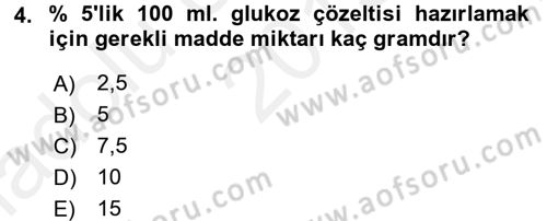 Temel Veteriner Biyokimya Dersi 2015 - 2016 Yılı (Vize) Ara Sınav Soruları 4. Soru