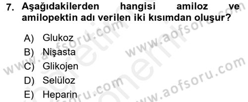 Temel Veteriner Biyokimya Dersi 2015 - 2016 Yılı (Vize) Ara Sınav Soruları 7. Soru