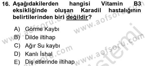 Temel Veteriner Biyokimya Dersi 2015 - 2016 Yılı (Final) Dönem Sonu Sınav Soruları 16. Soru