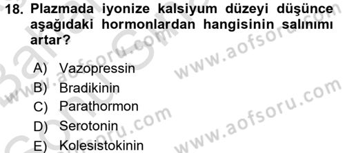 Temel Veteriner Biyokimya Dersi 2015 - 2016 Yılı (Final) Dönem Sonu Sınav Soruları 18. Soru