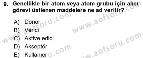 Temel Veteriner Biyokimya Dersi 2015 - 2016 Yılı (Final) Dönem Sonu Sınav Soruları 9. Soru