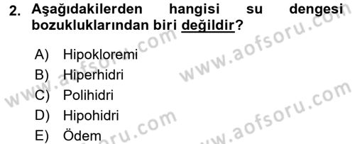 Temel Veteriner Biyokimya Dersi 2015 - 2016 Yılı Tek Ders Sınav Soruları 2. Soru