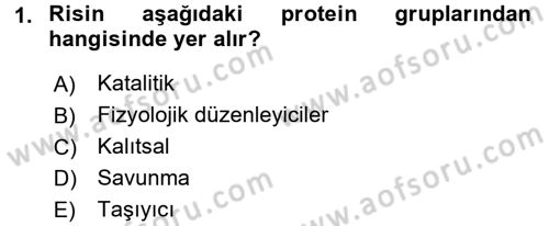 Temel Veteriner Biyokimya Dersi 2016 - 2017 Yılı 3 Ders Sınav Soruları 1. Soru