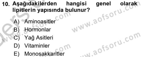 Temel Veteriner Biyokimya Dersi 2016 - 2017 Yılı 3 Ders Sınav Soruları 10. Soru