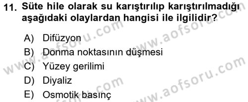 Temel Veteriner Biyokimya Dersi 2016 - 2017 Yılı 3 Ders Sınav Soruları 11. Soru