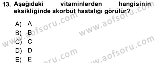 Temel Veteriner Biyokimya Dersi 2016 - 2017 Yılı 3 Ders Sınav Soruları 13. Soru