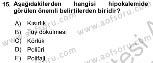 Temel Veteriner Biyokimya Dersi 2016 - 2017 Yılı 3 Ders Sınav Soruları 15. Soru