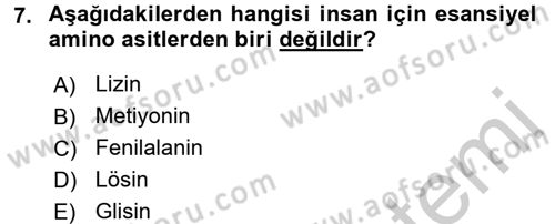 Temel Veteriner Biyokimya Dersi 2016 - 2017 Yılı 3 Ders Sınav Soruları 7. Soru
