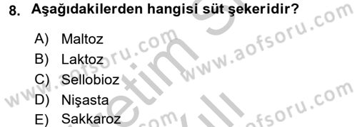 Temel Veteriner Biyokimya Dersi 2016 - 2017 Yılı 3 Ders Sınav Soruları 8. Soru