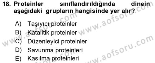 Temel Veteriner Biyokimya Dersi 2016 - 2017 Yılı (Vize) Ara Sınav Soruları 18. Soru