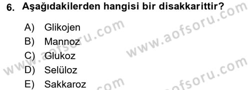 Temel Veteriner Biyokimya Dersi 2016 - 2017 Yılı (Vize) Ara Sınav Soruları 6. Soru