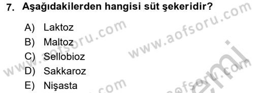 Temel Veteriner Biyokimya Dersi 2016 - 2017 Yılı (Vize) Ara Sınav Soruları 7. Soru