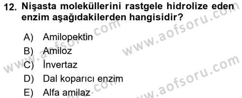 Temel Veteriner Biyokimya Dersi 2017 - 2018 Yılı 3 Ders Sınav Soruları 12. Soru
