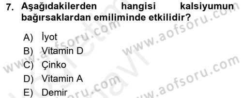 Temel Veteriner Biyokimya Dersi 2017 - 2018 Yılı 3 Ders Sınav Soruları 7. Soru