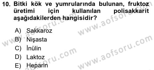 Temel Veteriner Biyokimya Dersi 2017 - 2018 Yılı (Vize) Ara Sınavı 10. Soru