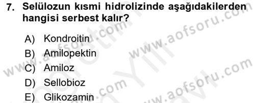 Temel Veteriner Biyokimya Dersi 2017 - 2018 Yılı (Vize) Ara Sınavı 7. Soru