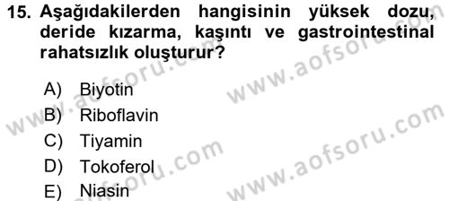 Temel Veteriner Biyokimya Dersi 2017 - 2018 Yılı (Final) Dönem Sonu Sınav Soruları 15. Soru
