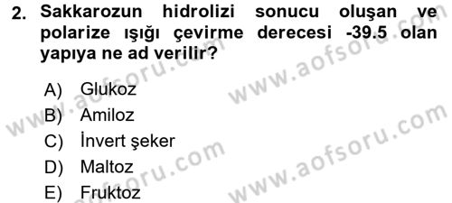 Temel Veteriner Biyokimya Dersi 2017 - 2018 Yılı (Final) Dönem Sonu Sınav Soruları 2. Soru