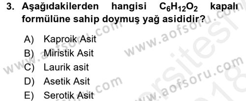 Temel Veteriner Biyokimya Dersi 2017 - 2018 Yılı (Final) Dönem Sonu Sınav Soruları 3. Soru