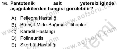 Temel Veteriner Biyokimya Dersi 2018 - 2019 Yılı 3 Ders Sınav Soruları 16. Soru