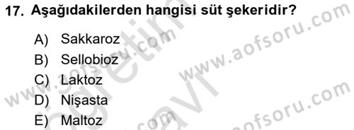 Temel Veteriner Biyokimya Dersi 2018 - 2019 Yılı 3 Ders Sınav Soruları 17. Soru