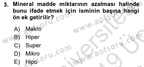 Temel Veteriner Biyokimya Dersi 2018 - 2019 Yılı 3 Ders Sınav Soruları 3. Soru