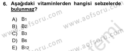 Temel Veteriner Biyokimya Dersi 2018 - 2019 Yılı 3 Ders Sınav Soruları 6. Soru