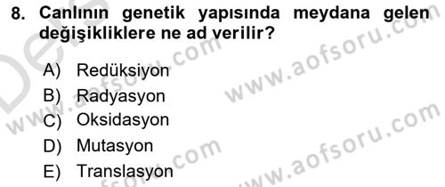 Temel Veteriner Biyokimya Dersi 2018 - 2019 Yılı 3 Ders Sınav Soruları 8. Soru