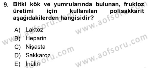 Temel Veteriner Biyokimya Dersi 2018 - 2019 Yılı 3 Ders Sınav Soruları 9. Soru