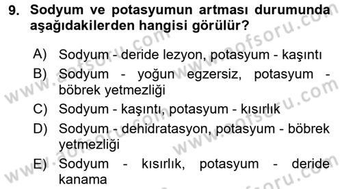Temel Veteriner Biyokimya Dersi 2018 - 2019 Yılı (Final) Dönem Sonu Sınav Soruları 9. Soru