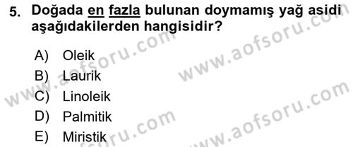 Temel Veteriner Biyokimya Dersi 2020 - 2021 Yılı Yaz Okulu Sınav Soruları 5. Soru