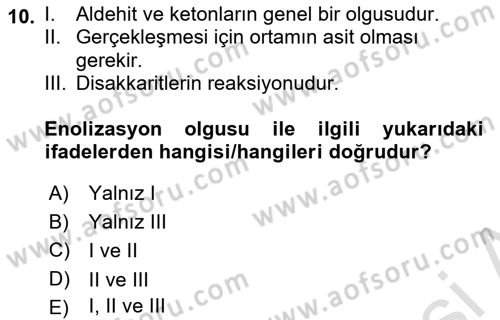 Temel Veteriner Biyokimya Dersi 2021 - 2022 Yılı (Final) Dönem Sonu Sınav Soruları 10. Soru
