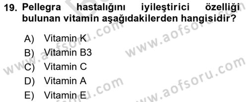 Temel Veteriner Biyokimya Dersi 2021 - 2022 Yılı (Final) Dönem Sonu Sınav Soruları 19. Soru