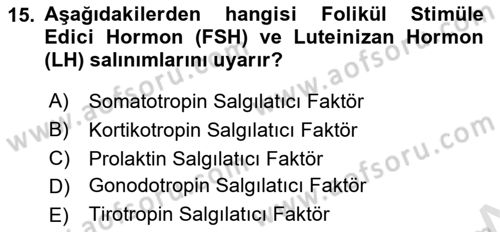 Temel Veteriner Biyokimya Dersi 2021 - 2022 Yılı Yaz Okulu Sınav Soruları 15. Soru