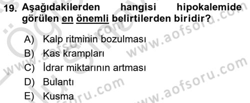 Temel Veteriner Biyokimya Dersi 2021 - 2022 Yılı Yaz Okulu Sınav Soruları 19. Soru
