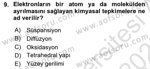 Temel Veteriner Biyokimya Dersi 2021 - 2022 Yılı Yaz Okulu Sınav Soruları 9. Soru