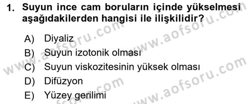 Temel Veteriner Biyokimya Dersi 2022 - 2023 Yılı Yaz Okulu Sınavı 1. Soru